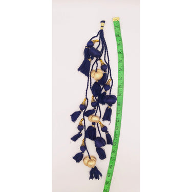 Navy Blue And Gold Fabric Balls Bunch Tassels, Latkan, Embellishments